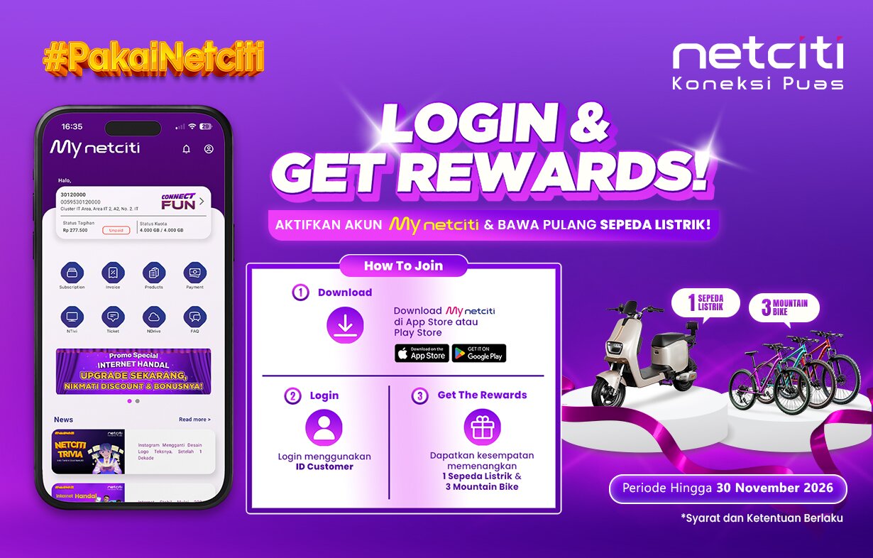 Netciti Bagi-Bagi Sepeda Listrik & Sepeda Gunung untuk Para Pengguna